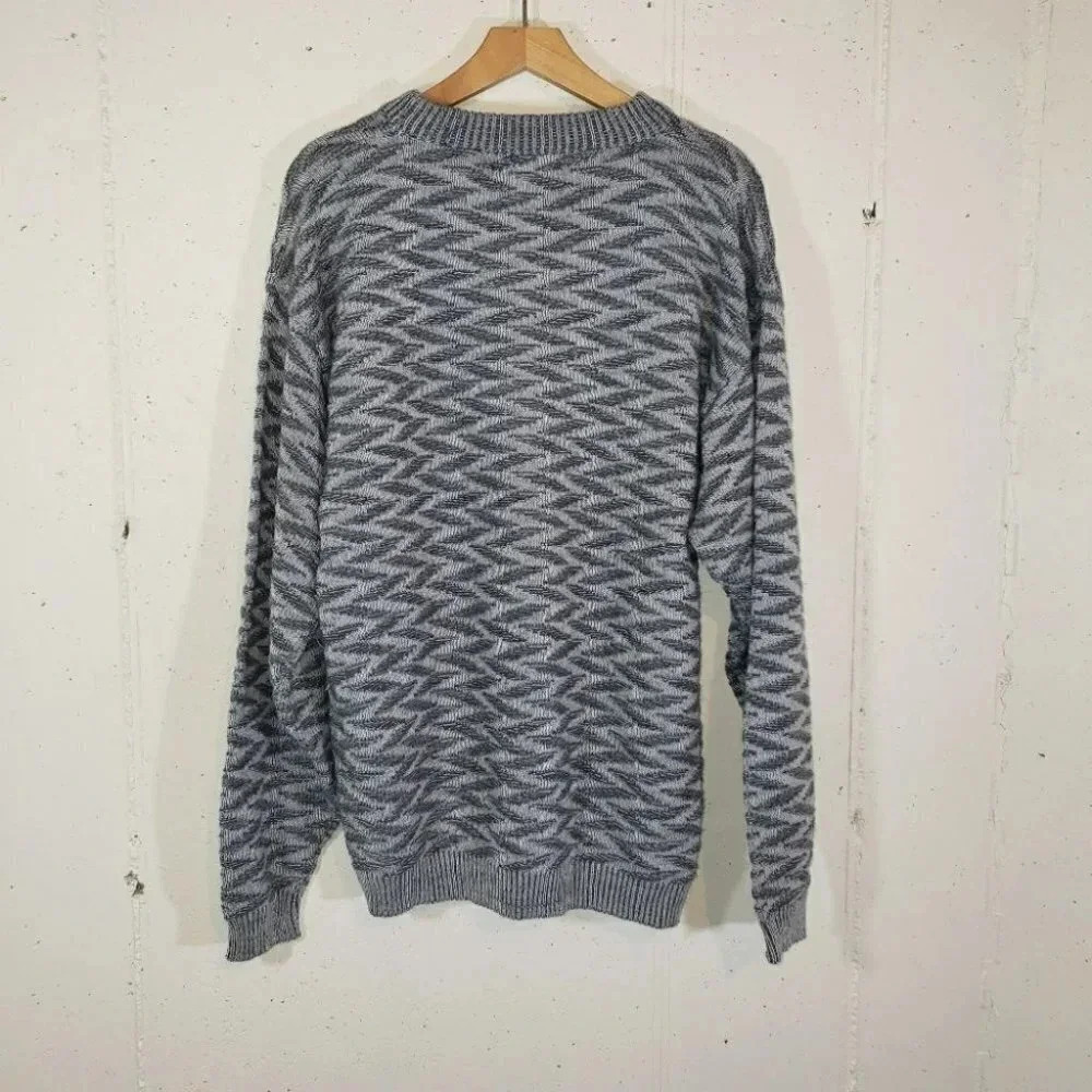 Street closed vintage gray/white knit crew neck‎ sweater XL